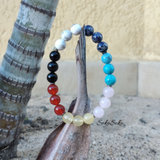 Natural 7 Charka Bracelet 8mm Round Beads Elastic - SokoSokoltd - Mauritius