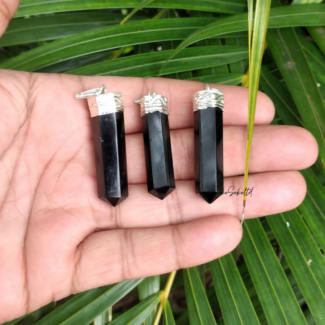 Black Tourmaline Pencil Pendant - SokoSokoltd