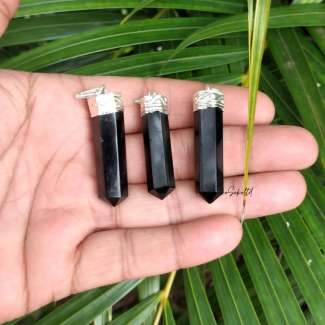 Natural Black Obsidian Pencil Pendant