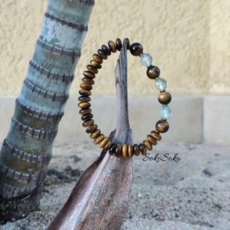 Tiger Eye Bracelet with 8mm Faceted Fluorite Beads - SokoSokoltd - Mauritius