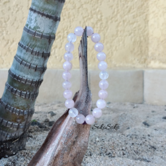 Natural Rose Quartz 8mm Polished Bead Bracelet Elastic - SokoSokoltd - Mauritius
