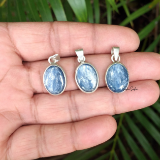Natural Blue Kyanite Pendant in Sterling Silver 925