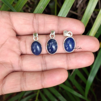Natural Lapis Lazulli Pendant in Sterling Silver 925
