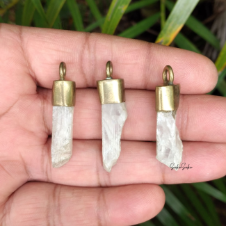 Natural Moonstone Rough Pendant in Brass