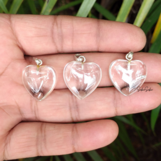 Clear Quartz Heart Pendants - SokoSokoltd
