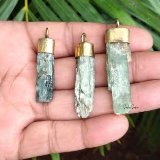 Green Kyanite Blades Pendants - SokoSokoltd
