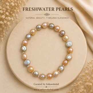 Freshwater Pearl Bracelet - Green and Coffee Pearls -SokoSokoltd- Mauritius