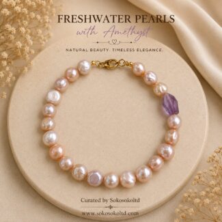 Freshwater Pearl and Amethyst Bracelet - SokoSokoltd - Mauritius