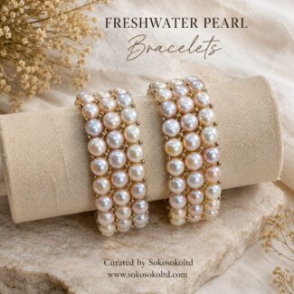 3- Line Freshwater Pearl Bracelet Elastic - SokoSokoltd - Mauritius
