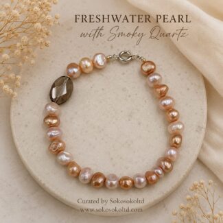 Freshwater Pearl Bracelet with Smoky Quartz - SokoSokoltd - Mauritius