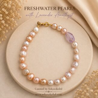 Freshwater Pearls Bracelet with Lavender Amethyst - SokoSokoltd - Mauritius