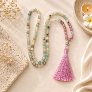 Natural Amazonite and Rhodonite 108 Bead Mala - SokoSokoltd - Mauritius